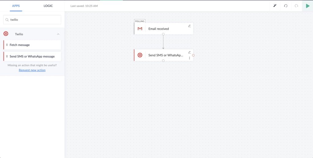 A final look at the simple flow to convert an email to a text message
