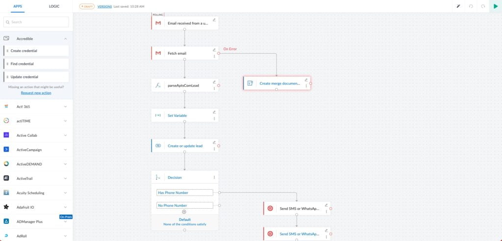 Advanced SMS To Email Notification Flow